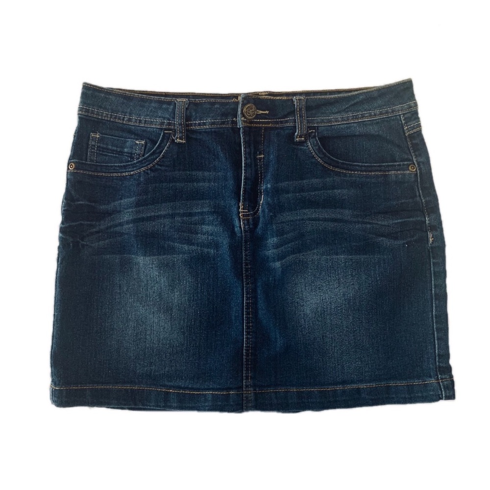 Earl Jean Dark Wash Blue Jean Mini Skirt